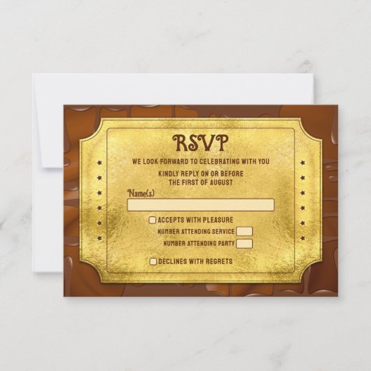 Chocolade Gouden Ticket Bar Bat Mitzvah RSVP (Voorkant)