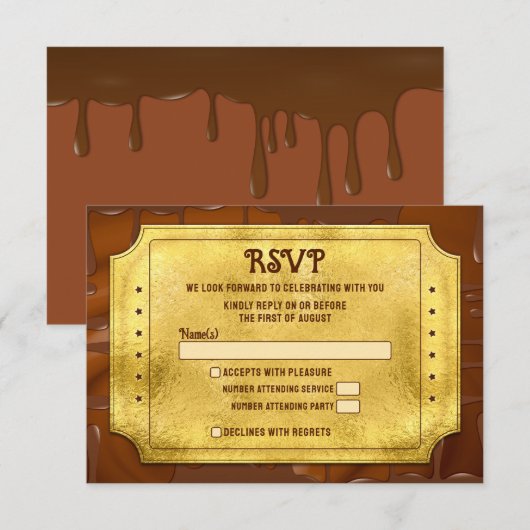 Chocolade Gouden Ticket Bar Bat Mitzvah RSVP (Voorkant / Achterkant)