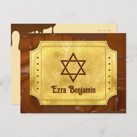 Chocolade Gouden Ticket Bar Mitzvah Dank Je Briefkaart (Voorkant / Achterkant)