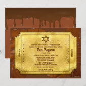Chocolade Gouden Ticket Bar Mitzvah of Bat Mitzvah Kaart (Voorkant / Achterkant)