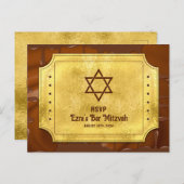 Chocolade Gouden Ticket Bat Bar Mitzvah RSVP Briefkaart (Voorkant / Achterkant)