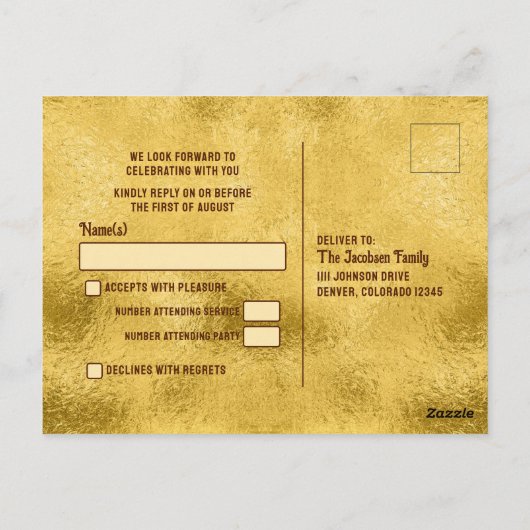 Chocolade Gouden Ticket Bat Bar Mitzvah RSVP Briefkaart (Achterkant)