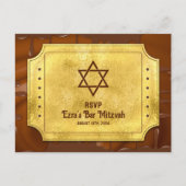 Chocolade Gouden Ticket Bat Bar Mitzvah RSVP Briefkaart (Voorkant)