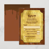 Chocolade Gouden Ticket Bat Bar Mitzvah RSVP Kaartje (Voorkant / Achterkant)