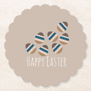 Chocolade Happy Easter Eggs Earth Tone Blue Brown Kartonnen Onderzetters