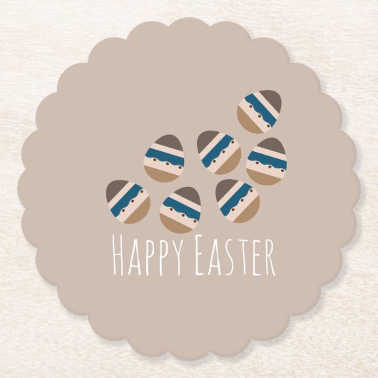 Chocolade Happy Easter Eggs Earth Tone Blue Brown Kartonnen Onderzetters (Voorkant)