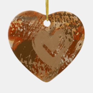 Chocolade Hart Abstract Patroon Keramisch Ornament