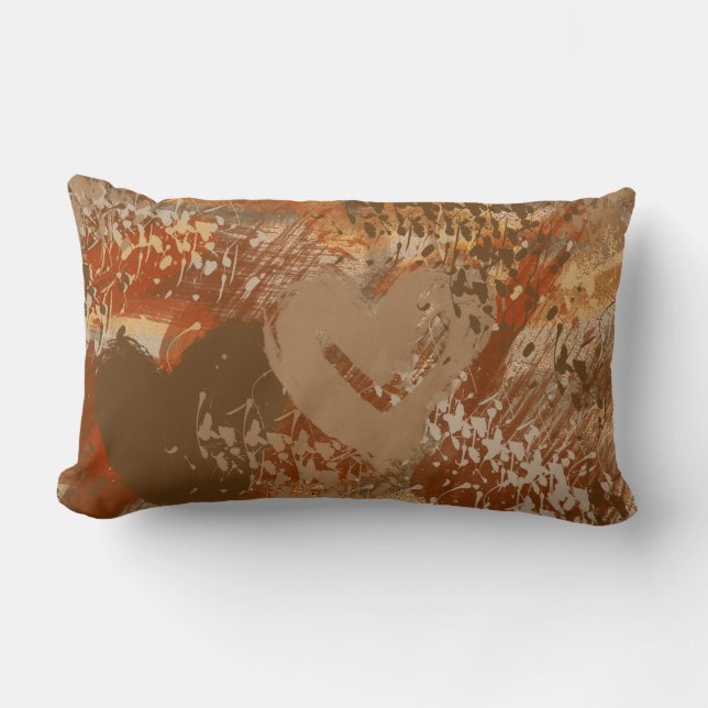 Chocolade Hart Abstract Patroon Lumbar Kussen (Voorkant)