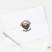 Chocolade hart bedankt bruin blauw modern 3D Ronde Sticker (Envelop)