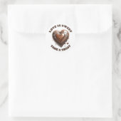 Chocolade hart bedankt bruin wit liefde zoet ronde sticker (Tas)
