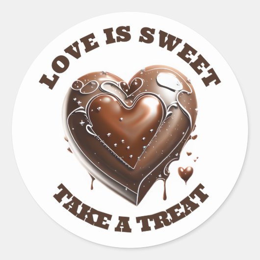 Chocolade hart bedankt bruin wit liefde zoet ronde sticker (Voorkant)