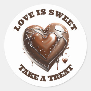 Chocolade hart bedankt bruin wit liefde zoet ronde sticker