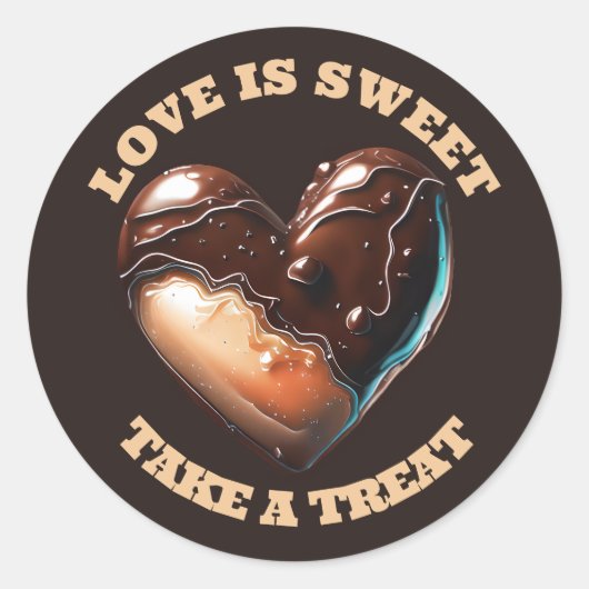 Chocolade hart dank je bruin gebruind lief zoet ronde sticker (Voorkant)