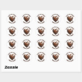 Chocolade hart dank u bruin wit liefde zoet ronde sticker (Vel)