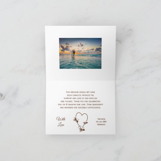 Chocolade hart en vlinders bruiloft dank u bedankkaart (Binnen)