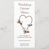 Chocolade hart en vlinders bruiloft diner menu (Voorkant)