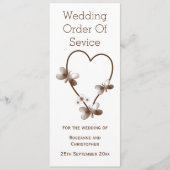 Chocolade hart en vlinders bruiloft programma programmakaart (Voorkant)