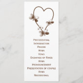 Chocolade hart en vlinders bruiloft programma programmakaart (Achterkant)