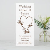 Chocolade hart en vlinders bruiloft programma programmakaart (Staand voorkant)