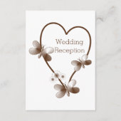 Chocolade hart en vlinders bruiloft receptie informatiekaartje (Voorkant)