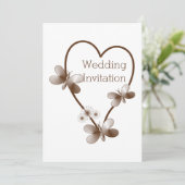 Chocolade hart en vlinders bruiloft uitnodiging (Staand voorkant)