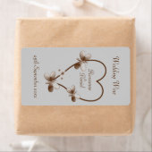 Chocolade hart en vlinders mini wijn label (Insitu)