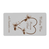 Chocolade hart en vlinders mini wijn label (Voorkant)