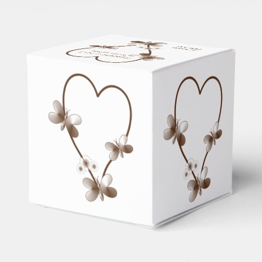 Chocolade hart en vlinders ontwerp bruiloft bedankdoosjes (Achterkant)