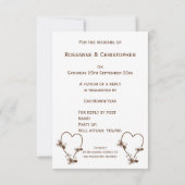 Chocolade hart en vlinders ontwerp bruiloft RSVP kaartje (Achterkant)