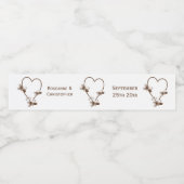 Chocolade hart en vlinders ontwerp bruiloft waterfles etiket (Enkel label)