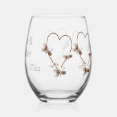 Chocolade hart en vlinders ontwerp bruiloft wijnglas zonder voet (Achterkant)