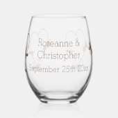 Chocolade hart en vlinders ontwerp bruiloft wijnglas zonder voet (Links)