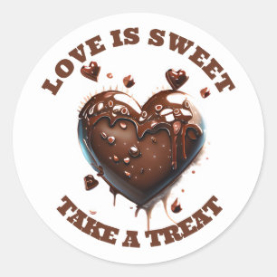 Chocolade hart realistisch liefde zoete snoep guns ronde sticker