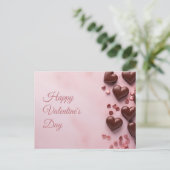 Chocolade harten op roze grond Valentijns's Briefkaart (Staand voorkant)