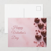 Chocolade harten op roze grond Valentijns's Briefkaart (Voorkant / Achterkant)