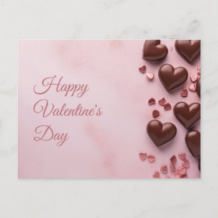 Chocolade harten op roze grond Valentijns's Briefkaart