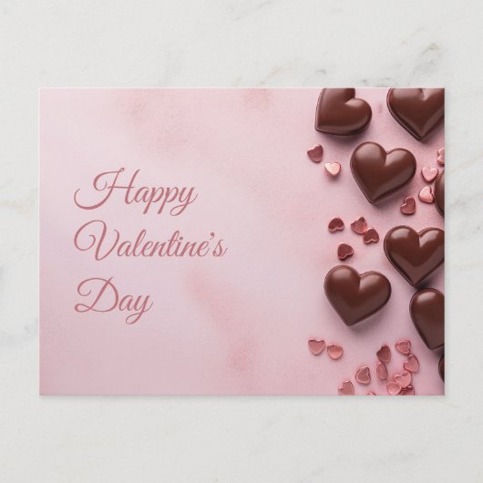 Chocolade harten op roze grond Valentijns's Briefkaart (Voorkant)