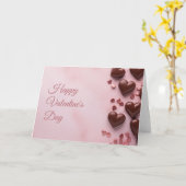 Chocolade harten op roze ondergrond Valentijn Kaart (Gele Bloem)