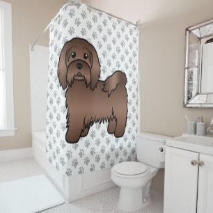 Chocolade Havanese Mooie Cartoon Hond Illustratie Douchegordijn