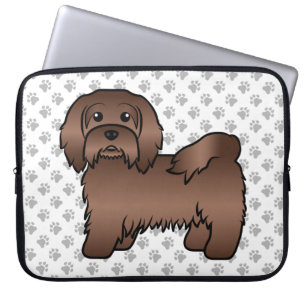 Chocolade Havanese Mooie Cartoon Hond Illustratie Laptop Sleeve