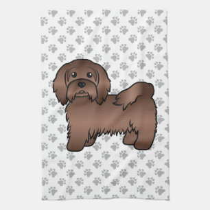 Chocolade Havanese Mooie Cartoon Hond Illustratie Theedoek