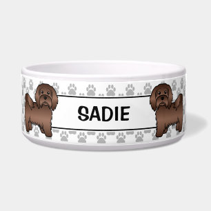 Chocolade Havanese Mopshond Cute Cartoon Hond & Po Voerbakje