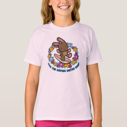 Chocolade Hawaïaanse Surfpaashaas Cartoon T-shirt (Voorkant)