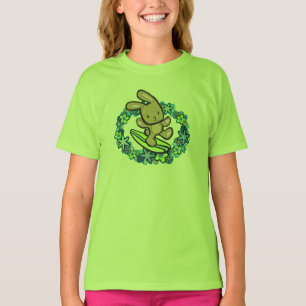 Chocolade Hawaiian Surfing Bunny Cartoon Turq T-shirt