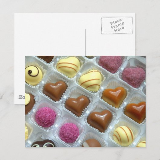 Chocolade Heart Box Briefkaart (Voorkant / Achterkant)