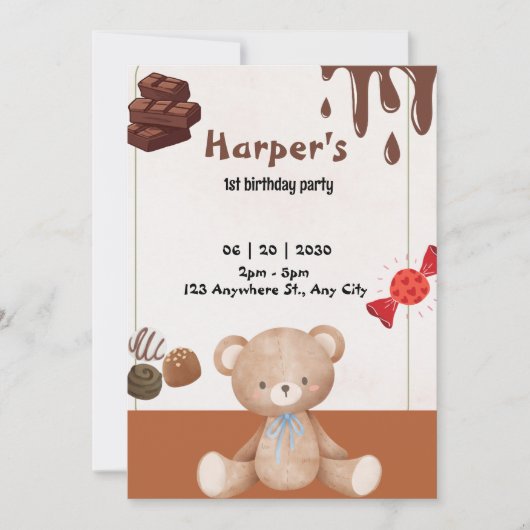 Chocolade, het beer en het snoep kaart (Voorkant)