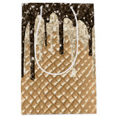 Chocolade Ice Cream Cone Glitter Druppels Medium Cadeauzakje (Voorkant)