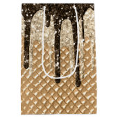 Chocolade Ice Cream Cone Glitter Druppels Medium Cadeauzakje (Achterkant)