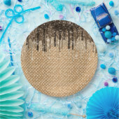 Chocolade Ice Cream Cone Glitter Druppels Papieren Bordje (Feest)