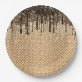 Chocolade Ice Cream Cone Glitter Druppels Papieren Bordje (Voorkant)